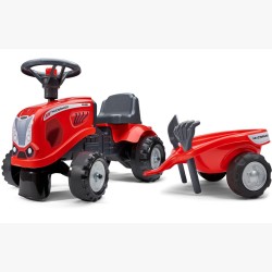 FALK Baby Mac Cormick raudonas traktorius su priekaba ir priedais. nuo 1 metų